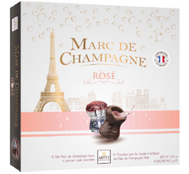 Abtey Marc De Champagne Rose Liqueur-Filled Dark Chocolate Corks Shape 5.29oz Gift Box