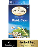 Twinings Nightly Calm Tea, Sleep Tea with Calming Chamomile, Spearmint, and Lemongrass, Bedtime Sleepytime Tea, 20 Herbal Tea Bags