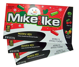 Mike and Ike Merry Mix Chewy Christmas Candy Stocking Stuffer Box, 5 oz (Pack of 3)