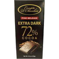 Chocolate Extra Dark 72% Cocoa.4 Bars - 3.5oz each. Belgian Chocolate Long Known for Some of The Best Chocolate on Earth. Smooth, Creamy and Rich.