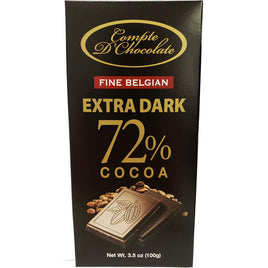 Chocolate Extra Dark 72% Cocoa.4 Bars - 3.5oz each. Belgian Chocolate Long Known for Some of The Best Chocolate on Earth. Smooth, Creamy and Rich.