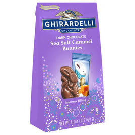 GHIRARDELLI Dark Chocolate Sea Salt Caramel Bunnies, Bunny Shaped Chocolate with Sea Salt Caramel, 4.1 OZ Bag