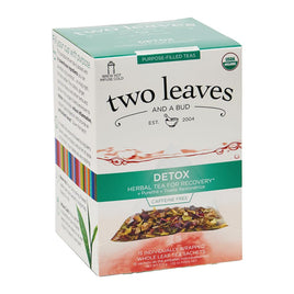 Two Leaves and a Bud Organic Detox Herbal Tea Bags, Naturally Caffeine Free, Whole Leaf Herbal Tea for Recovery in Sachets, 15 Count (Pack of 1)