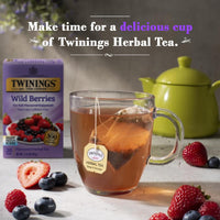 Twinings Wild Berries Tea - A Naturally Caffeine-Free Herbal Tea Bursting with Fresh & Uplifting Berry Tea Flavours, Individually Wrapped Tea Bags, 20 Count