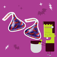 HERSHEY'S KISSES Dracula Milk Chocolate with Strawberry Flavored Creme Candy, Halloween, 9 oz Bag