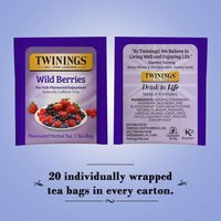 Twinings Wild Berries Tea - A Naturally Caffeine-Free Herbal Tea Bursting with Fresh & Uplifting Berry Tea Flavours, Individually Wrapped Tea Bags, 20 Count