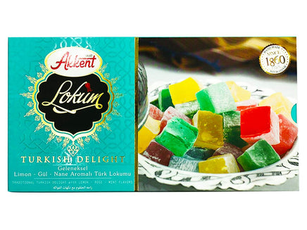 Akkent Turkish Delight Mixed Flavor Lokum Candy – 14.1oz Authentic Treat