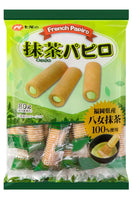 NANAO French Papiro Matcha Cream Filling Roll 2.8oz (80g)- Japan Fukuoka Yame Matcha Cream Egg Roll Snacks Individual Satches, japanese cracker green tea wagashi candy vegetarian cookie (1 Pack)