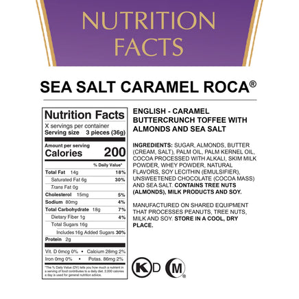 Brown & Haley Sea Salt CARAMEL ROCA Stand-up Pouch, Individually Wrapped Caramel Buttercrunch Toffee, 4.5 Ounces (Pack of 1)