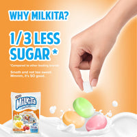 Milkita The Real Milk Lollipop Bag, Gluten Free Chewy Candies with Calcium & Real Milk, Zero Trans Fat, Low-Sugar, Fruity Flavors (Strawberry, Honeydew, Mango), 10 Pcs
