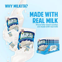 Milkita Creamy Shake Candy Bag, Gluten Free Chewy Candies with Calcium & Real Milk, Zero Trans Fat, Low-Sugar, Vanilla Flavor, 30 Pcs