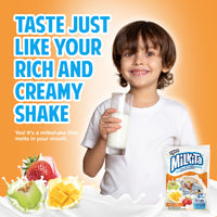 Milkita The Real Milk Lollipop Bag, Gluten Free Chewy Candies with Calcium & Real Milk, Zero Trans Fat, Low-Sugar, Fruity Flavors (Strawberry, Honeydew, Mango), 10 Pcs