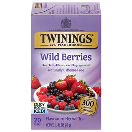 Twinings Wild Berries Tea - A Naturally Caffeine-Free Herbal Tea Bursting with Fresh & Uplifting Berry Tea Flavours, Individually Wrapped Tea Bags, 20 Count