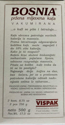Bosnia Roasted Ground Coffee 500 Gr. (Vispak)
