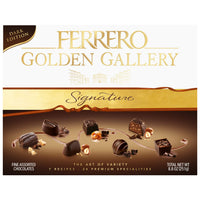 Ferrero Golden Gallery Signature Fine Assorted Dark Chocolate Candy Gift Box, 24 Count, 8.4 oz