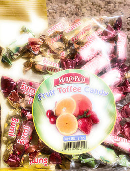 Marco Polo Fruit Toffee Candy 7oz bag