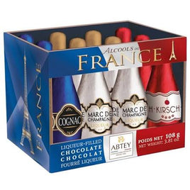 Abtey "Alcool De France" Chocolate Liqueur Filled Bottles Cardboard Crate 3.81oz Box