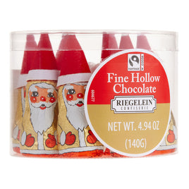 Riegelein Hollow Chocolate Santas in 4.94oz Drum
