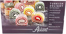 Akkent Lokum Turkish Delight Traditional with Fruits Flavors Rolls