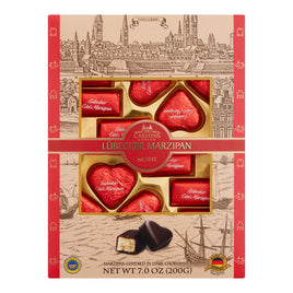 Carstens Assorted Dark Chocolate Lubecker Marzipan 7oz Window Gift Box