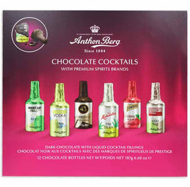 Anthon Berg Chocolate Cocktails with Premium Spirits Brand 12 Bottles Gift Box 6.6oz