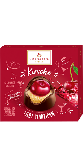 Niedergger Lübeck Marzipan Pralines Liquor Filled Cherry & Dark Chocolate 3.8oz Gift Box