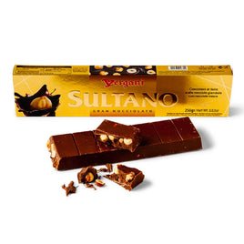 Vergani Sultano Dark Chocolate with Whole Hazelnut 8.8oz Bar